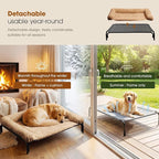 Czpalo Elevated Dog Bed with Removable Bolster Cushion Mat, Raised Pet Cot for Large Sized Dogs with Breathable & Washable Mesh, Indoor & Outdoor Pet Hammock with Skid-Resistant Feet.