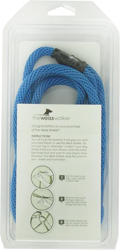 The Walkie No Pull Dog Leash - Gentle, Effective, Encourages Loose Leash Walking - Made in USA - Blue - Size Large for Dogs 25 lbs – 150 lbs