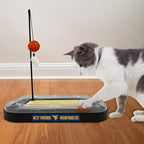 NCAA WEST VIRGINIA Mountaineers REVERSIBLE Basketball Court Felt/Board Cat Scratch Toy with Cat Ball and Wand. Interactive, Catnip-Filled Plush Basketball