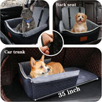 Dog Car Seat Bed 2 in 1 for Small/Medium Dogs up to 35 lbs,Adjustable Safety Leashes,Memory Foam with Soft Fabric Pets Travel Car Bed,Easily Installed in Front and Back seat,Removable and Washable.