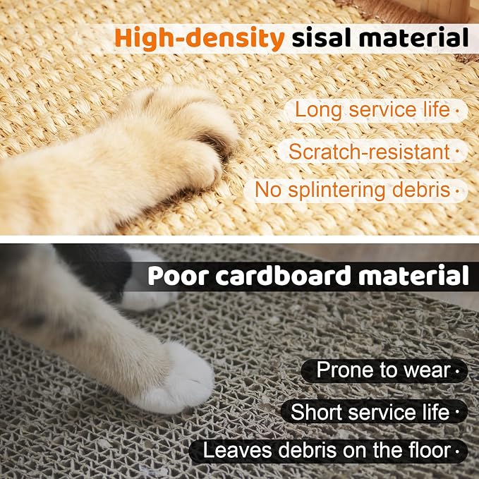 Cat Scratcher, Sisal Scratch Pad with Interactive Ball Track | No Assembly, Natural Sisal, Solid Base, Track with 3 Wooden Balls + 1 Catnip Ball, No Slip Pads, for Cat Exercise Sleep Chase