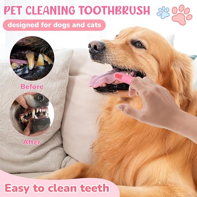 Dog Grooming Kit for Shedding – 8-Piece Pet Grooming Supplies with Deshedding Brush, Bath Gloves, Towels & Silicone Toothbrush | Ideal for Dogs, Cats, Small and Large Pets (Pink)
