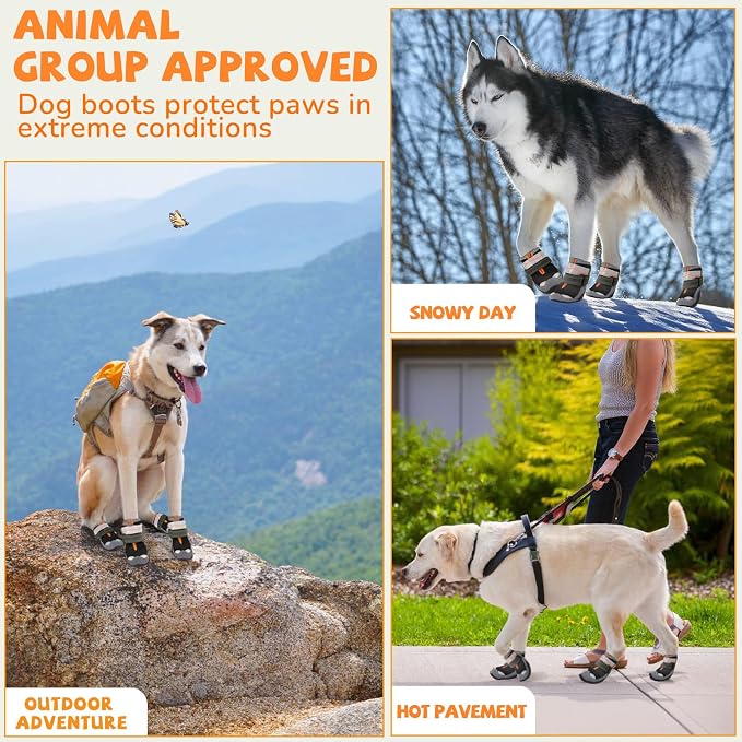 Dog Shoes for Large Small Medium Dogs, Dog Boots for Winter Snow Day, Anti-Slip Dog Booties & Paw Protectors, Outdoor Pet Shoe for Hiking Hardwood Floor with Reflective Straps Size 2