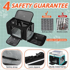 Petskd Small Pet Carrier 18"x13"x9.5" with Wheels Airline Approved, Black | for Southwest Airlines, Lockable Safety Zippers and Anti-Scratch Mesh, Pets Under 10 lbs