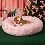 LE SURE Shown on TV Jacquard Donut Dog Beds Large,Pink Taffy 36x36x8in | Orthopedic Calming Pet Bed Sofa, Original Design Pattern,Washable Cover,Cute Home Decor as Gift for Pet,Anti Slip Bottom