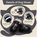 PAWsay Dog Boots Water-Resistant Non Slip Doggy Shoes | Non Slip Puppy Boots with Reflective Straps Prevent Injury Scratching Comfy Boots with Soft Thin Lining Lighten Friction