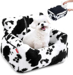 BurgeonNest Dog Car Seat for Small Dogs & Cats Under 25 lbs, Milk Cow