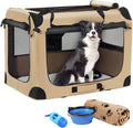 Petprsco Portable Dog Crates for Medium Dogs，32 inch Soft Travel Dog Crate | Collapsible Soft Dog Crate 32"x23"x23" for Medium/Large Dogs with Plush Mat, Fleece Blanket & Foldable Bowl, Indoor/Outdoor