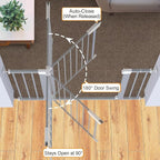 Cumbor 30-46" Baby Gate for Stairs, Auto Close Dog Gate Indoor Gray | Easy Install Pressure Mounted Pet Gates for Doorways & Hallways, Dual Lock Easy Walk Thru Safety Gate Indoor for Kids and Pet