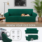 Stretch Couch Covers for Sofa, 3 Cushion Couch Slipcover,Hunter | 1-Piece Washable Sofa Cover Pet Friendly(78"-94") Furniture Protector Soft Jacquard, Elastic Bottom for Dogs & Kids
