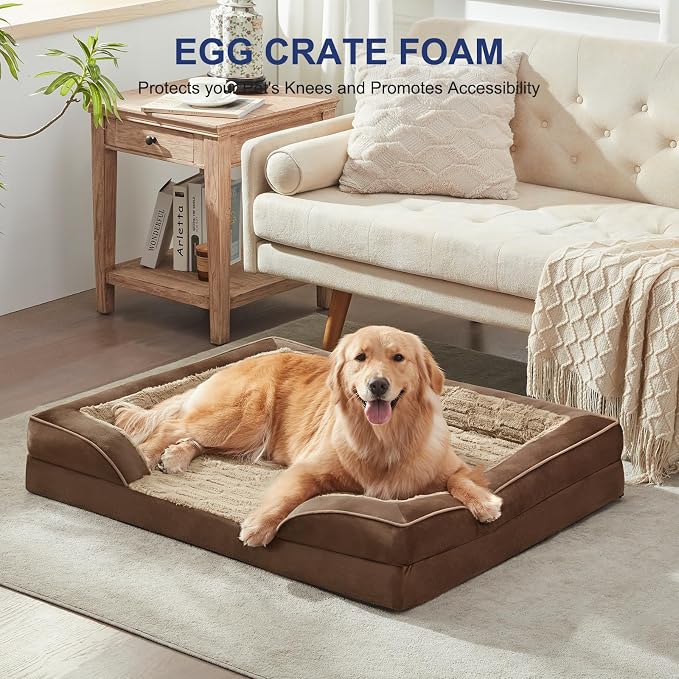 FURTIME Orthopedic Small Dog Bed, Waterproof Dog Beds, 28x23x6.5 Supportive Foam Pet Couch Bed with Removable Washable Cover and Nonskid Bottom