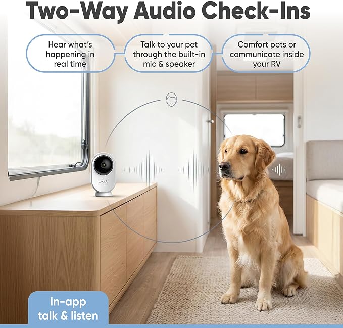 Waggle RV Mini Camera - 1080p HD Wireless Security Camera for RVs – Built-in SD Card (128GB), 2-Way Audio, Night Vision & Motion Detection - Ideal for Indoor Use - WiFi & Subscription Required