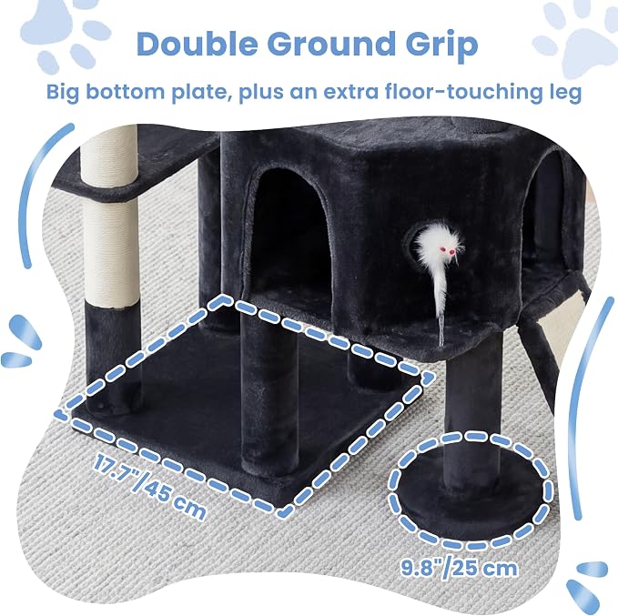 Cat Tree, 78.7" Tall Heavy Duty Cat Tower for Indoor Cats VCT033G | Cat Furniture with Sturdy Structure, Spacious Condo, Cozy Top Perch & Scratching Posts, Hammock, Smoky Gray