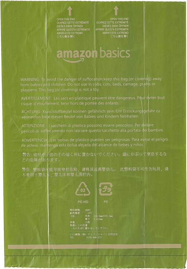 Amazon Basics Premium Leak Proof Dog Poop Bags with Dispenser and Leash Clip, Brazilian Mango Scented, 13" x 9", 270 Count (18 Rolls of 15), Easy-Tear