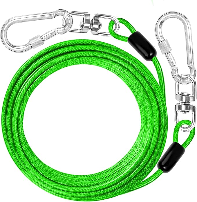 jenico Dog Tie Out Cable: 50 ft Dog Lead for Yard - Heavy Duty Chain Leash Outside for Small Large Dogs Up to 504 lbs - Outdoor Dog Runner Tether