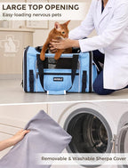 Soft Sided Pet Carrier, Travel Friendly, Small to Medium Cats 15 lbs | Seatbelt Buckles, Luggage Sleeve, Foldable Ventilated, Delta United American Airlines In-Cabin Under Seat Dog Crate Carry Bag