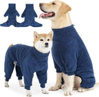 Dog Winter Coat, Warm Fleece Dog Jacket, Windproof Pullover Jumpsuit, Full Body Pajamas Onesie, Cold Weather Clothes for Medium Large Dog(2XL,NavyBlue)