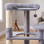 AIWIKIDE 31.5 Inch Cat Tree for Indoor Cats, Multi-Level Medium Cat Tower with Plush Perch, Sisal Scratching Posts and Private Condo for Kittens, Grey