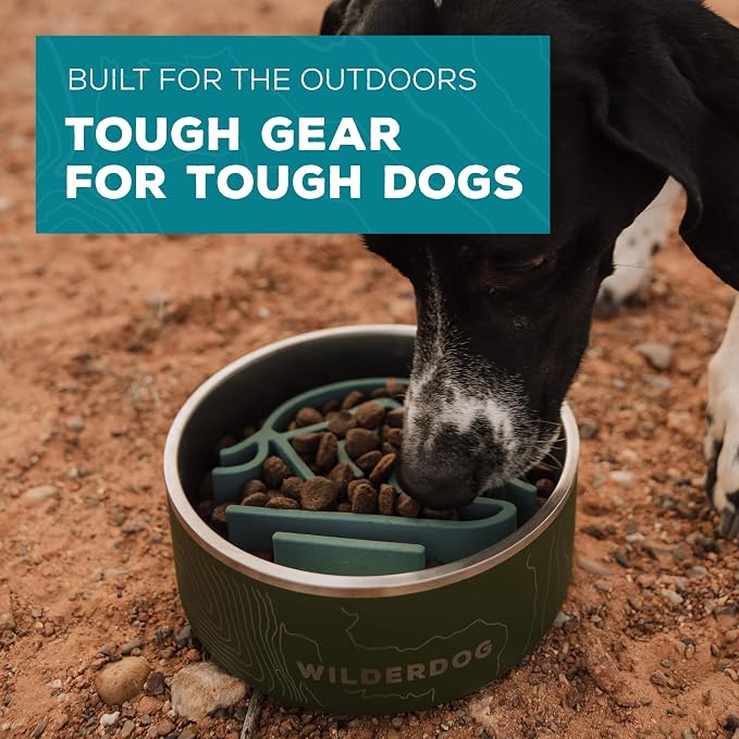 Wilderdog Slow Feeder Bowl – Non-Slip Dish for Fast-Eating Dogs – Promotes Healthy Digestion & Mealtime Enrichment – Adventure-Ready & Top Rack Dishwasher Safe - Fits Bowls with a 7+ Inch Diameter