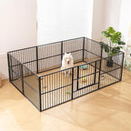 Dog Playpen 32" Height – Heavy Duty, Foldable | 25mm Steel Tubes, 40.8 lbs sturdy frame, rubber non-slip feet, indoor outdoor, Small Medium Dogs
