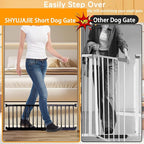 SHYUJAJIE Dog Gate for Small Dogs,14" Height Short Dog Gate | Adjustable 18-48" Small Pet Gate for doorways,Low Pet Gate to Step Over,Pressure Mounted for Doorways & Stairs,Black