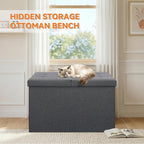 Zerbuger Cat Litter Box Enclosure Furniture for Odor Control,Hidden Cabinet | Cat Litter Box Furniture Ottoman With Flip-Up Lid,Cats Litter Box Bench With Storage Space, Dog Proof (Grey, Large)