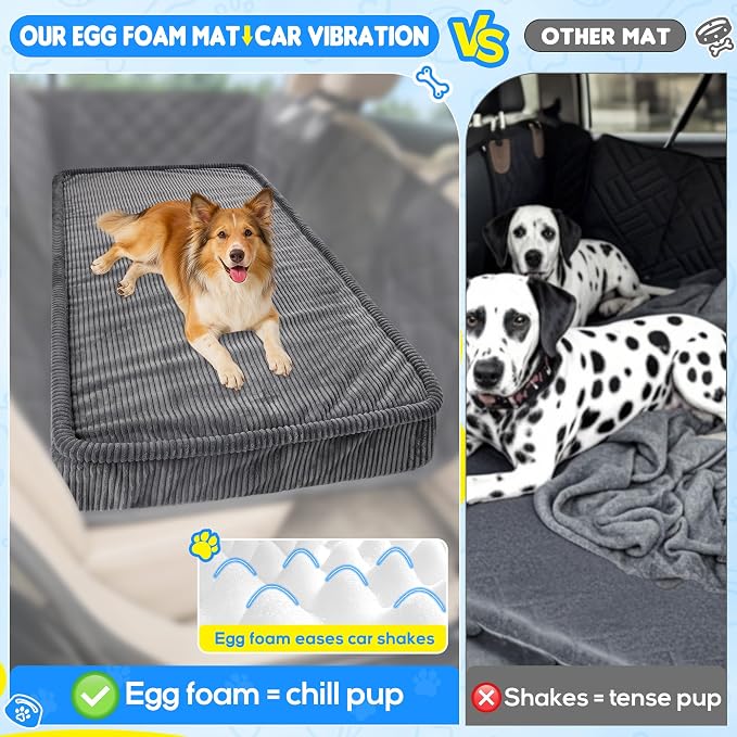 Loiion Dog Car Bed, Non-Slip Backseat Extender Pet Mat 56"x28.7" | Removable, Washable Dog Bed With Waterproof Liner Protects Car Seats, Anti-Slip Travel Bed For Dogs
