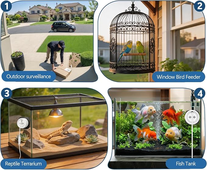 Aquarium Camera for Fish Tank, 2K 3MP Underwater Pet Camera with Close Focus Lens，AI Motion Detection, Dual Band WiFi, Magnetic Mount, Night Vision, App Remote Viewing