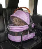 Pet Gear No-Zip View 360 Pet Carrier & Car Seat, 15", Bright Lilac | Ultra Lite, Booster Seat Frame, Mesh Ventilation, Push Button Entry, No Tools Required, For Small Dogs & Cats
