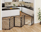 Folding Pet Fence 144" Wide, 32" Tall,Freestanding Dog Gate with Door,Black | 6 Panels No-Assembly Metal Pet Fence Walk Through,Extra Accordion Puppy Folding Playpen for Doorways, Stairs,House