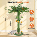 46" Extra Tall Cat Scratching Post for Large Cats, Sisal Rope | Heavy duty vertical sisal scratcher & stable climbing pole with hanging ball, tall post for adult cats full body stretch