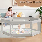 Hiaksedt Large Baby Playpen 65x65 Inch, PlayPen for Babies and Toddlers | Hexagonal Type Baby Play Yards for Indoor & Outdoor with Breathable Mesh Anti-Fall