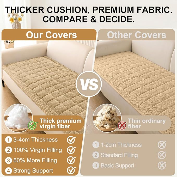 Smiry Couch Cover for Dogs, Non Slip Fuzzy Pet Sofa Arm Covers Washable | Sofa Slipcovers for Armrest & Backrest, Soft Thick Furniture Protector for Cats Dogs, Against Fur, Dirt (27.6"x27.6")