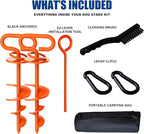 Eurmax USA 2-Pack Heavy Duty Dog Tie Out Stake, No-Tangle In Ground Anchor Runner for Large Dogs up to 210 Lbs - Perfect for Yard, Beach and Camping (Square,Orange)