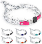 Herm Sprenger Chrome Plated Steel Dog Collar with Quick Release ClicLock Buckle and Biothane Insert Training Collar for Dogs Made in Germany (Passionfruit Pink, 25in x 4.0mm(Neck Size up to21-22in))