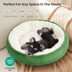 Love's cabin Round Donut Cat and Dog Cushion Bed, 24in Pet Bed for Small or Medium Dogs, Anti-Slip & Water-Resistant Bottom, Soft Durable Fabric Pet Beds, Washable Calming Cat Bed Light Green
