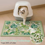 Glittme Cat Litter Mat with Non-Slip Bottom Litter Box Mat 33"X22" Litter Trapping Mat Easy to Clean Washable Cat Food Mat for Kitty,L