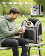 pecute Cat Backpack Expandable, Dog Carrier Backpack Breathable, Large | Durable Oxford Cloth, Lockable Zipper,Use for Pet Under 15 lbs to Travel