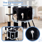 Cat Tree, 78.7" Tall Heavy Duty Cat Tower for Indoor Cats VCT033G | Cat Furniture with Sturdy Structure, Spacious Condo, Cozy Top Perch & Scratching Posts, Hammock, Smoky Gray