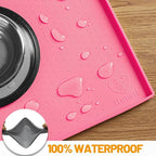 Hubulk Dog Feeding Mat,100% Waterproof Food Grade Silicone Pet Food and Water Bowl Placemat,Dishwasher, High Raised Edge to Prevent Spills,Nonslip Tray to Stop Messes on Floor（28"x18"x0.8", Pink）