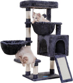 Hey-brother Cat Tree Tower with Large Bed, Hammocks, Scratcher, MPJ006SG | 35.4 Inches Cat House with Cozy Condo, Sisal Scratching Posts for Indoor Cats, Smoky Gray