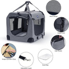 Petprsco Portable Collapsible Dog Crate, 24" Soft Dog Crate for Car Travel | Small Dog Crate Kennel 24”*17”*17” with Soft Blanket and Foldable Bowl for Large Cats & Small Dogs Indoor and Outdoor Use