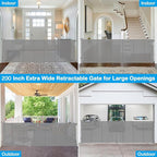 Reinforced 42" Extra Tall Retractable Baby Gate-Prevent Crawling Under, 200" Retractable Pet Gates for Wide Openings, 16ft Mesh Child Gates for Wide Openings, No Bottom Bar Indoor/Outdoor Baby gate