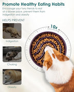 vancasso Slow Feeder Dog Bowl, 1.5 Cup Ceramic Slow Feeding Food Dish for Small and Medium Breed, Puzzle Dog Food Bowl for Fast Eater, Dark Purple