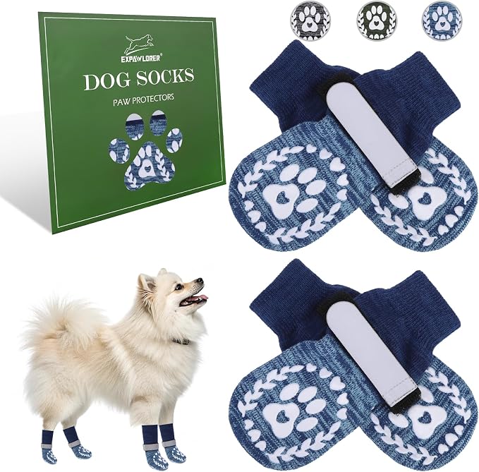 EXPAWLORER Dog Socks to Prevent Licking and Slipping, Summer Dog Shoes for Hot Pavement, Paw Protectors Boots for Hardwood Floors Anti-Slip, Dog Booties for Small Medium Large Senior Dogs XS