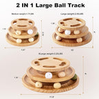 ZOMISIA Cat Ball Track Toy with Puzzle Top, Wooden Cat Toys for Indoor Cats | Interactive Kitty Ball Tower with Spinning Balls, DIY Bell, For Kitten Exercise Mental Stimulation Self Play Home Enrichment