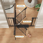 Cumbor 30-40.6 in Baby Gate for Stairs and Doorways, Dog Gate Indoor Black | Mom's Choice Awards Winner, Pressure Mounted, Auto-Close, Easy Walk Thru Door, For Dogs Indoor