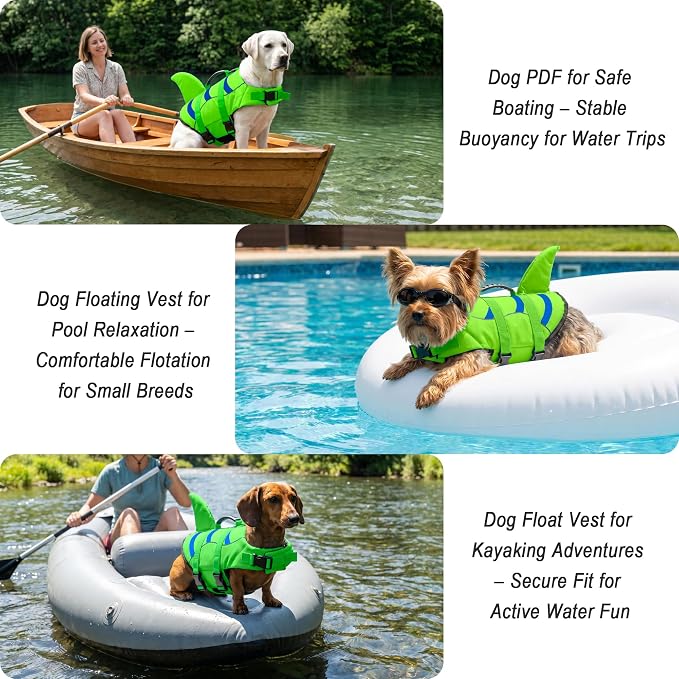 Fragralley Shark Fin Dog Life Jacket, High Buoyancy with Tear-Resistant Nylon of Dog Swim Vest, Pet Life Preserver for Small Medium Large Dogs, Puppy Float Vest for Swimming and Boating