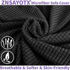 ZNSAYOTX Stretch Oversized Couch Cover Universal Sofa Covers for Living Room Dogs Pet Furniture Protector Spandex Extra Large Sofa Slipcovers with Anti Slip Foam Sticks (Black, XL Sofa)