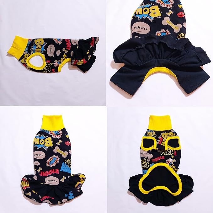 D Doggy Star Italian Greyhound Clothes Stretchable Bow Leggings One-piece Whippet for Dog (L,Ops Bow Black)